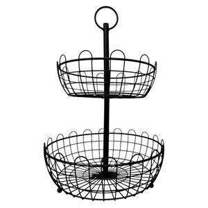 Member's Mark 2-Tier Round Wrought Iron Fruit Basket Stand, Black